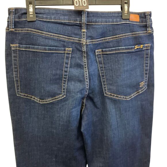 Seven7 high rise vintage straight dark wash non ripped jeans size 12 #740 - Picture 3 of 8